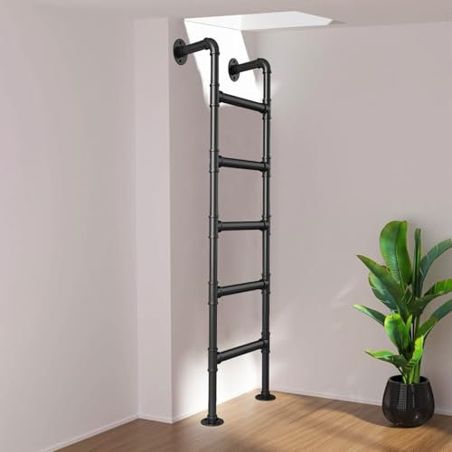 Heavy Duty Window Well Egress Scaletta industriale in metallo per soffitta montaggio a parete scaletta da arrampicata design tubo di ferro per uso interno ed esterno 3970 pollici lunghezza regolabile