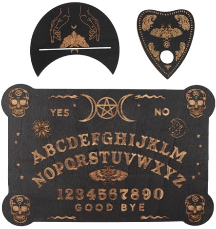 ieron Juego De Tablero Ouija De Madera Negra, Tableros Parlantes Clásicos Con Planchette, Tablero De Mensajes Metafísicos, Regalos Wiccan Para Suministros De Brujería.