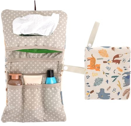 Windeltasche Organizer Und Kosmetiktasche 2in1, Windeltasche Für Unterwegs, Kleine Wickeltasche Organizer Mit Aufhängeöse, Feuchttücher Tasche, Wickelorganizer Unterwegs (Tiere)
