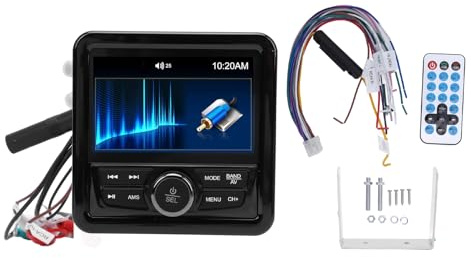 Lvifloe Boat Radio Bluetooth Marine FM Radio Receptor UTV UTV Stereo Pantalla de 4 Pulgadas incorporada en Media Digital MP5 Reproducción Sin CD USB Puerto USB Am FM