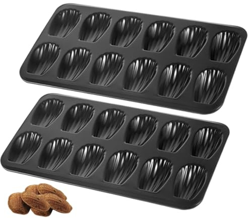 2 st Madeleine-panna, 12 hålformer bakformar non-stick kakform kakform whoopie pajbricka för ugn, svart, halloweendekorationer