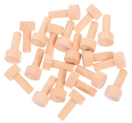 Kleiner Holzstifte T-form Rundkopf Holz für Bastelarbeiten | Beige, 20 Stück, Vielseitig Nutzbar, für Kleine Möbel und Zugräder, Kompakte Bauform