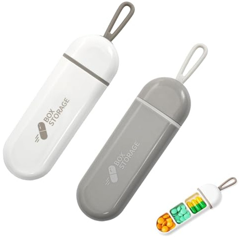 BRITIVIVE Pillendose Klein 2 Stück Tablettendose Klein Pillen Organizer Tabletten Box Pillenbox mit 3 Fächern Reise Tablettenbox für Vitamin Fischöl Nahrungsergänzungsmittel und Medikamente