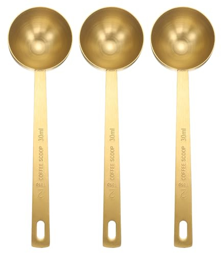 QUARKZMAN 3 Cucharillas Medidoras Individuales 6 Cucharaditas 30ml Dorado