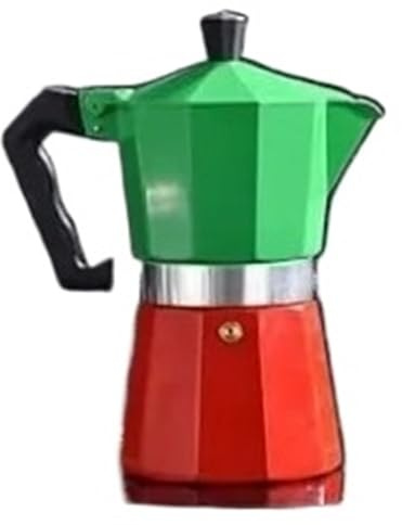 Cafetière Moka en aluminium, percolateur, expresso de Style italien for la maison et l'extérieur, utilisation pique-nique(Red green-300ml)