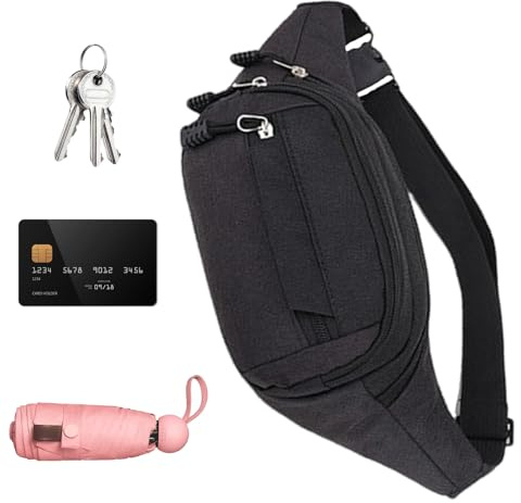 Wandergürteltasche – Gürteltasche zum Wandern – Packung, Reisen | Po zum Einkaufen, Hundespaziergang, Schwarz, Beziehen Sie Sich auf die Beschreibung, Unisex