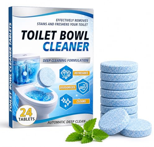 24 Compresse per la Pulizia del WC, Compresse Potenti per la Pulizia del Water, Rimuovi Calcare, Deodoranti e Fresche, Pastiglie Facili da Inserire per la Manutenzione Settimanale, Adatte a Tutti i WC