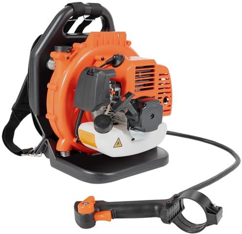 Souffleur 1250 W 42 CC pour tondeuse à dos, souffleur à feuilles avec tuyaux de raccordement, porte-bougie d'allumage, bouteille de mélange de carburant et d'huile, souffleur à feuilles à essence 7000