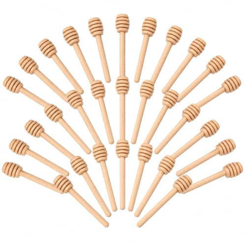 25Pcs Wooden Honey Dipper Sticks, 8cm Portable Honey Stirring Rod, Multipurpose Wooden Spoon Stick for Kitchen Daily Use & Party Decor