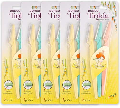 TINKLE DORCO EYEBROW RAZOR, 5 PACKS (15 RAZORS)