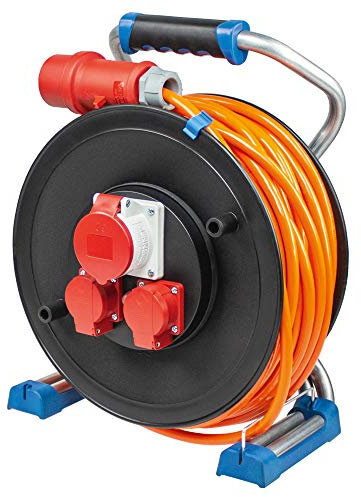 as - Schwabe Xperts Doppelrohr Profi-Kabeltrommel 40 m H07BQ-F 5G1,5 mit 400V CEE Stecker, 2 Schutzkontaktsteckdosen 230V, 1 CEE-Steckdose 5-polig, 400V 16A, Klappdeckel, IP44, Made in Germany, 23664