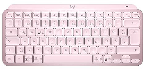 Logitech MX Keys Mini Kabellose Tastatur, Kompakt, Bluetooth, Hintergrundbeleuchtung, USB-C, Kompatibel mit Apple macOS, iOS, Windows, Linux, Android, Metallgehäuse - Rosa