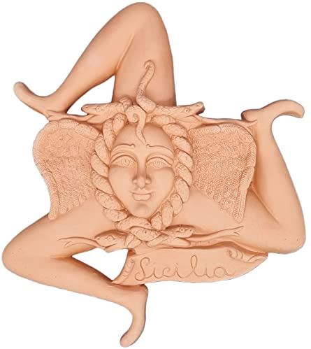 sicilia bedda - Trinacria Grezza in Terracotta - con Gancio da Parete - Prodotto Artigianale (33)