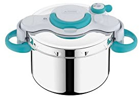 SEB ClipsoMinut'Easy + bleu 7,5L poignées rabattablesCocotte-minute®InductionLivre de 100 recettes Autocuiseur Inox Fabriqué en France Facile à utiliser P4904816