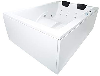 Supply24 since 2004 Doppel Whirlpool Badewanne Olymp Basic – Made in Germany – (190x140 ohne Armatur - Rechts) – linke/rechte Eckmontage – 16 Massagedüsen, LED Farblichttherapie, dhW Wasserpumpe
