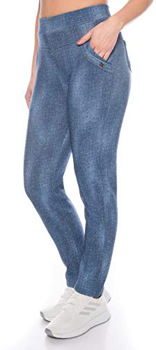 Kendindza damer termo-leggings jeans-look fodrad med inomhus fleece basic ogenomskinlig