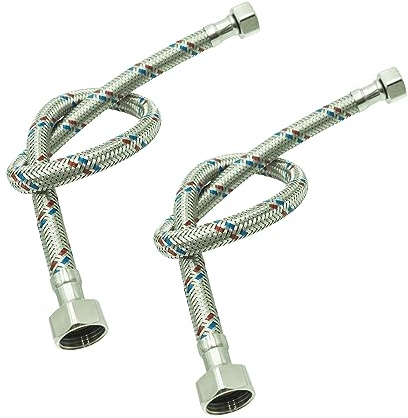 Set 2 Flexschlauch 3/8 x 1/2 Zoll Panzerschlauch Verbindungsschlauch Anschlussschlauch zwei stück zulaufchlauch bad küche armatur (30 cm)
