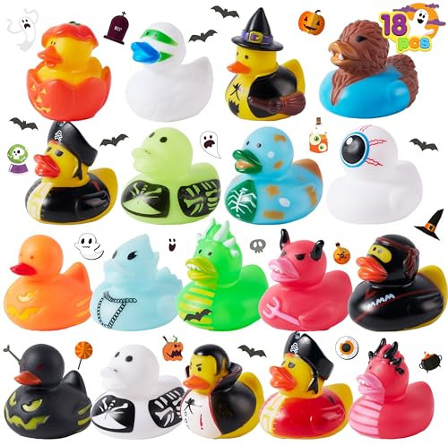 JOYIN 18 Patos de Goma novedosos de Halloween, Patos de Halloween, Fiesta de Halloween, baños de bebé, Piscina temática de Halloween, Juguetes de baño para niños pequeños