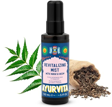 AyurVita Hair Mist for Women & Men - Revitalizing & Volumizing Hair Care Mist - Frizz Control Detangling Heat Protectant Spray - Maka For Hair Growth - Neem To Prevent Dryness & Dandruff - 5 fl oz