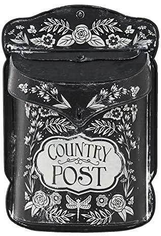 Clayre & Eef Wandbriefkasten 27*8*39 cm Schwarz Eisen Blumen Country Post Briefkasten Briefkasten