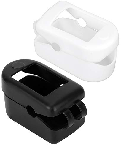 2 Stück Oximeter-Silikon-Abdeckung, Tragbarer Fingerspitzen-Pulsmonitor-Schutz-Oximeter-Aufbewahrungskoffer für die Reise nach Hause(Schwarz+Weiß)