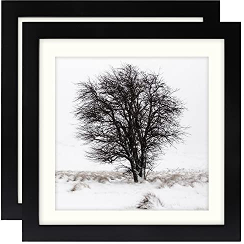 Black 10x10 Photo Frames with Mount for 8x8 Photos Picture Frames 2 Pack