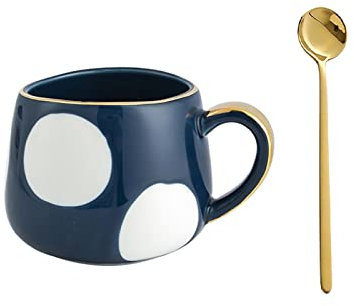 Tasse à café Tasse en céramique Cup Timbale avec tasse de café Bureau cuillère à thé Coupe 12.9OZ Tasses (Color : B+Spoon)