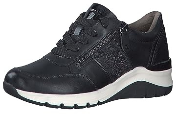 Tamaris Comfort Dam 8-83701-41, bekväm, multibred, bekväm sko, sportig flexibel sula, dragkedja på sidan, Svart kam, 40 EU Weit