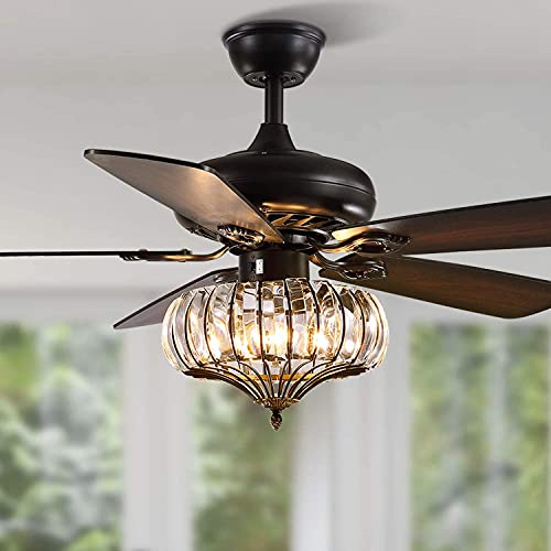 Ventiladores de Techo con Luces y Mando a Distancia para Sala de Estar, Ventiladores Vintage con lámparas, Pantalla de Cristal LED para Dormitorio, salón, Comedor, Mesa, Cocina, Isla, Motor,