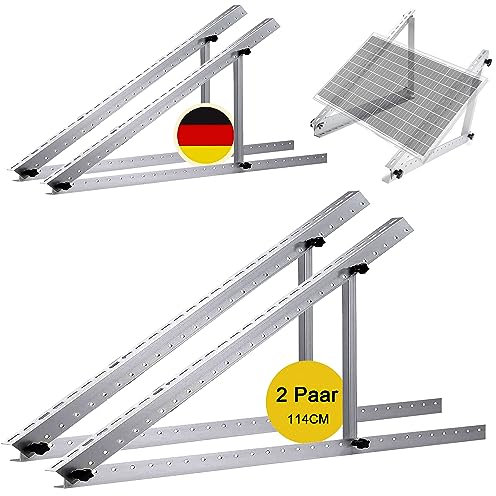 GLIESE Solarmodul Halterung 114 cm (2 Paare),Solarpanel Halterung,Balkonkraftwerk Halterung,Verstellbarer Winkel Von 0° Bis 90°,Halterungen Balkonkraftwerk für 100W-600W