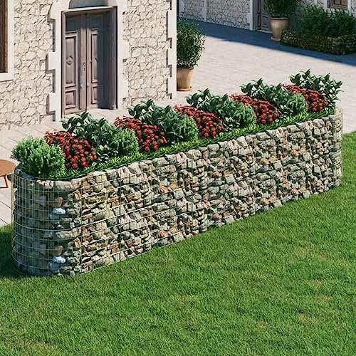 Higsose Gabion avec arche haute 500 x 100 x 100 cm, argent, fer galvanisé, mur de jardin, panier en grillage, panier à gabions, bac à plantes, mur de jardin, panier à gabions
