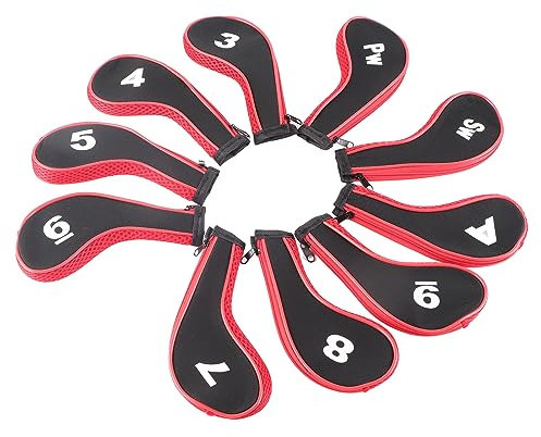 10 Stück Golf Head Covers wasserdichte Golf Club Iron Head Covers Putter Set Schutzhülle Golf Zubehör Schützt Golfschläger vor Kerben(Rot)