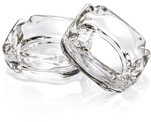 ZKKD Glass Ashtray, Home Ashtrays for Cigarettes, Cigar Cool Ashtrays Cute Ashtray Square Transparent (2 Pcs)