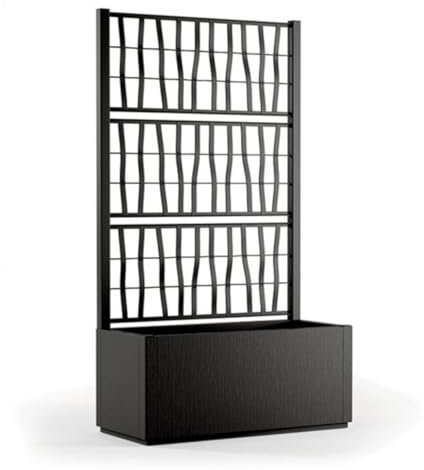 Tomaino - Jardinera con espaldera de plástico, separé rejilla plantas trepadoras para exterior, terraza, jardín, 80 x 36 x 140 h cm (jardinera con espaldera, negro)
