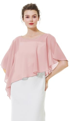 BEAUTELICATE Capa Gasa Fiesta para Mujer Boda Vestidos de Novia Noche Chales Verano Bikini Elegante Suave Ligero (Ballet Rosa)