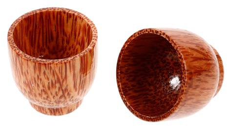 CIYODO 2pcs Wooden Wine Cup Multi-Functional Wood Cup for Tea Beer Hot Drink Home Office Camping