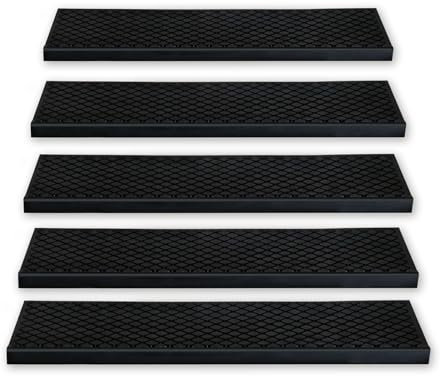 Nova Forma Gummi Stufenmatten Checker - 5er Set je 25x75 cm - ideal für außen - Rutschhemmende Treppenstufen Matten - Treppenauflagen selbstklebend & wetterfest
