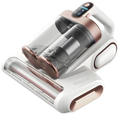 ALKEUR Aspirateur Anti acariens Sans fil, 13Kpa Puissance, Alimenté par batterie avec Stérilisation UV et Ultrasons, Capteur Intelligent de Saleté, Filtration Dual-Cyclonic élimine des Allergènes de