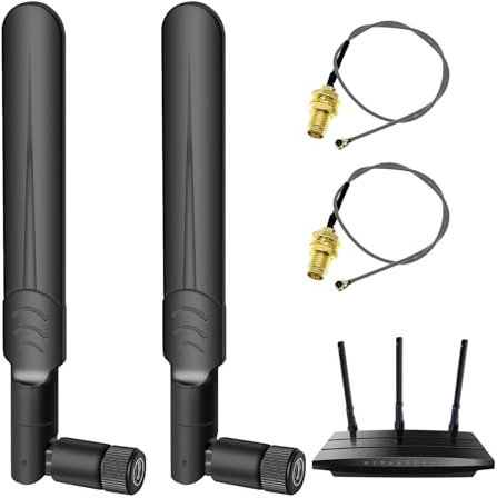 YIZWINS 2xAntenne WiFi RP-SMA Mâle 8dBi 2.4GHz 5GHz 5.8GHz Bi-Bande, 2xU.FL/IPEX vers RP SMA Femelle Pigtail Câble per PC Répéteur Bureau FPV UAV Drone P-S4 Construire Carte PCIe Routeurs sans Fil