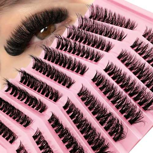 Wimpern Extensions Set 200Pcs Fluffy Künstliche Wimpern Cluster Lashes Extension Wimpernverlängerung Set Thick Lash Clusters Individuelle Wimpern Extensions(X-6K)