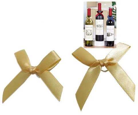 Pmnzdy 50stk Flaschenschleifen Weinschleifen Weinflaschen Deko Klein Schleifen mit Transparent Gummiband 4,5 × 5 cm Satinschleife Geschenkschleifen Anhänger Schleifen Bow Fliege Sekt