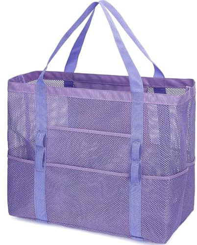 Fammart Large Mesh Beach Bag for Women, Oversized Beach tote Swim Pool Bag | Zipper Pocket, Sandproof, Quick-dry, Foldable Mesh Bag - Laundry, Shopping, Travel Vacation, Lake, Camping, Cruise Essentials