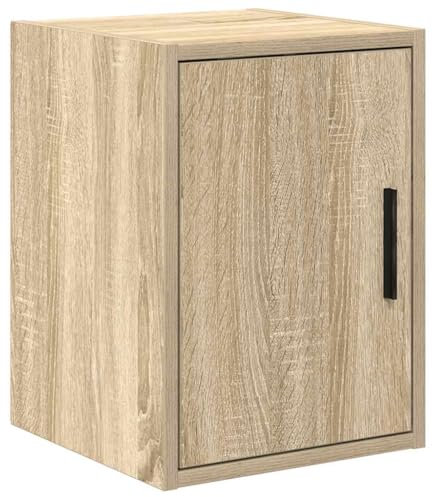 Armario de pared de garaje – Almacenamiento de madera diseñada para herramientas y accesorios, acabado de roble ahumado, 60 cm x 30 cm x 41 cm