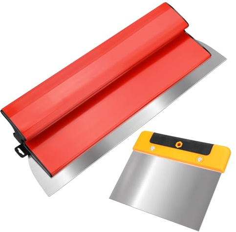 Drywall Skimming Blade 16” + 6” Scraper Tool Set - Stainless Blade, Ergonomic Z Handle, Multi-Use Trowel Set - Ideal for Skim Coating, Tiling, Cement, Spackling, DIY Drywall Repair