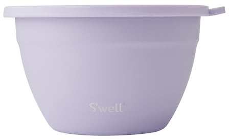 S'well - Ensaladera, acero inoxidable, 1,9 L, lila, recipiente de condimentos de 60 ml y bandeja extraíble para organización, a prueba de fugas, fácil de limpiar, para lavavajillas