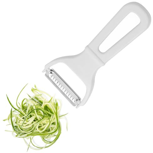 Julienneschneider，Edelstahl Julienne Schäler mit ABS-Griff，Professioneller Julienne Schneider für Karotten, Zucchini, Kartoffeln, Gurken,Sparschäler Spiralschneider