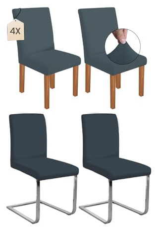 Dmyifan Stretch Stuhlhussen Schwingstühle, Abnehmbarer Waschbarer Stuhlbezüge, Chair Cover für Esszimmer, Hotel, Bankett, Partys Deko, Hochzeit (4, Grau-Blau)