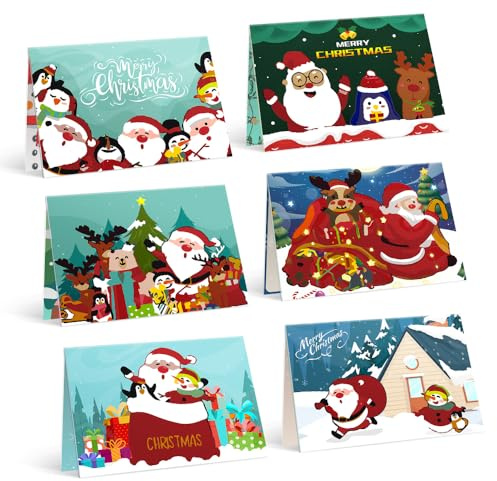 Malen Nach Zahlen Postkarten Set,6pcs Malen Nach Zahlen Grußkarten,Weihnachten Grußkarten mit Umschlägen,DIY Postkarten Malset,Handgeschriebene Karten für Weihnachtsgeschenke Neujahrs Feste (Stil 4)