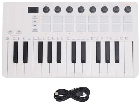 Controlador de teclado MIDI 25 Clave BT USB portátil inalámbrico Potenciado con 16 almohadillas RGB 8 perillas para el estudio de producción musical