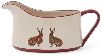 Cooksmart Heritage Hare Gravy Boat | Ceramic Sauce Serving Boat for Gravy, Sauces & Dressings | Durable Large Ceramic Bowl with Rustic Hare Design | Stylish Tableware for Everyday & Festive Dining